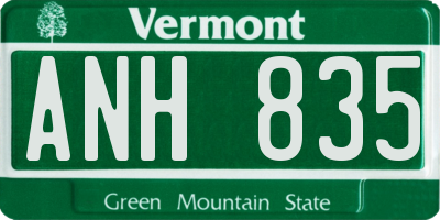 VT license plate ANH835