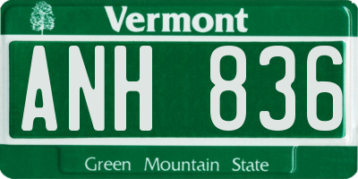 VT license plate ANH836