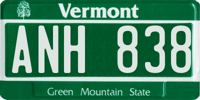 VT license plate ANH838