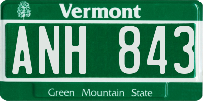 VT license plate ANH843