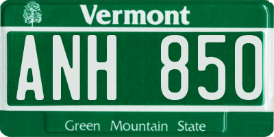 VT license plate ANH850