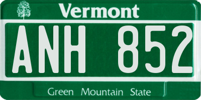 VT license plate ANH852