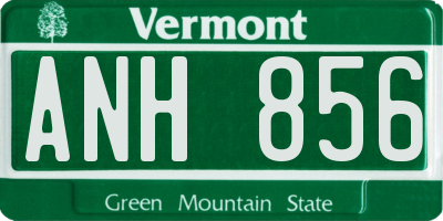 VT license plate ANH856