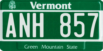 VT license plate ANH857