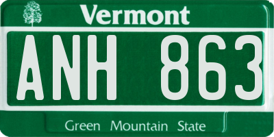 VT license plate ANH863