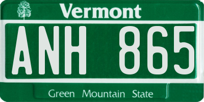 VT license plate ANH865