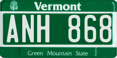VT license plate ANH868