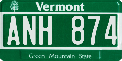 VT license plate ANH874