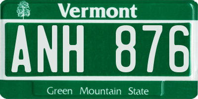 VT license plate ANH876