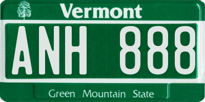 VT license plate ANH888