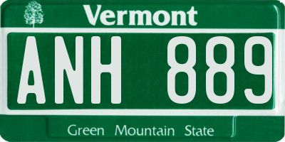 VT license plate ANH889