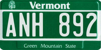 VT license plate ANH892