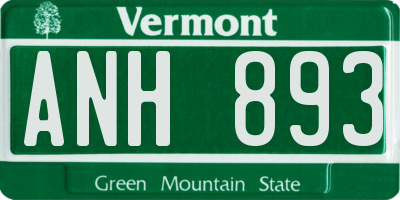 VT license plate ANH893