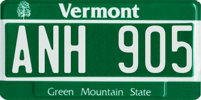 VT license plate ANH905