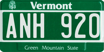 VT license plate ANH920