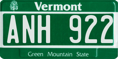 VT license plate ANH922