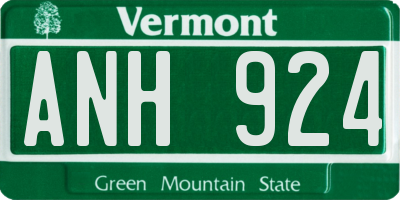 VT license plate ANH924