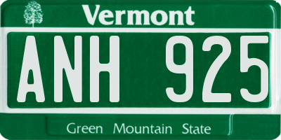 VT license plate ANH925