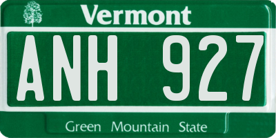 VT license plate ANH927