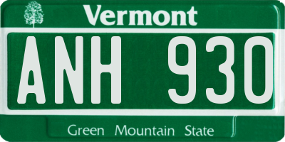 VT license plate ANH930