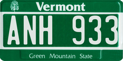 VT license plate ANH933