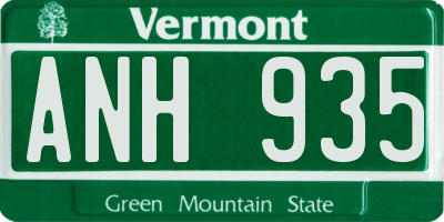 VT license plate ANH935