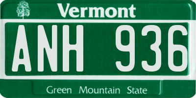 VT license plate ANH936