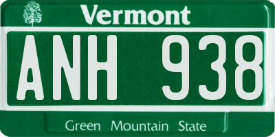 VT license plate ANH938