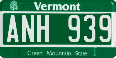 VT license plate ANH939