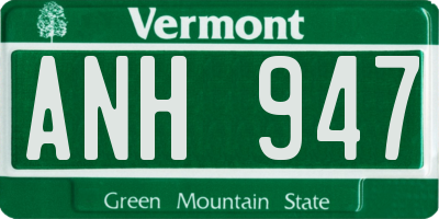VT license plate ANH947
