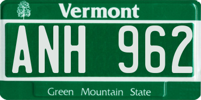 VT license plate ANH962