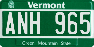 VT license plate ANH965