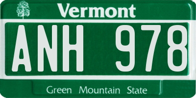 VT license plate ANH978