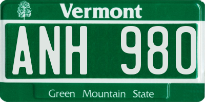 VT license plate ANH980