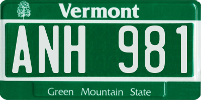 VT license plate ANH981