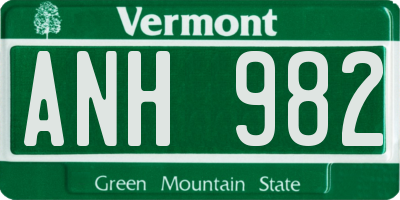 VT license plate ANH982