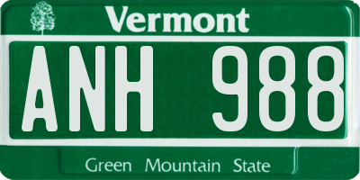 VT license plate ANH988