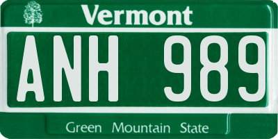 VT license plate ANH989