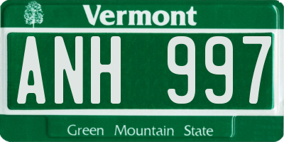 VT license plate ANH997