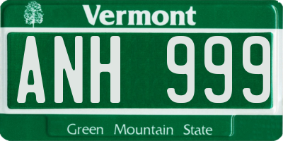 VT license plate ANH999