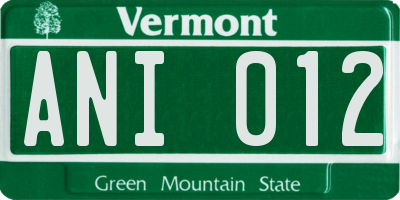 VT license plate ANI012