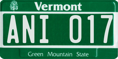 VT license plate ANI017