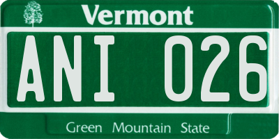 VT license plate ANI026