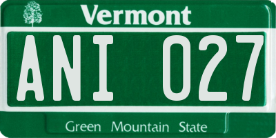 VT license plate ANI027