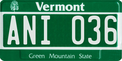 VT license plate ANI036