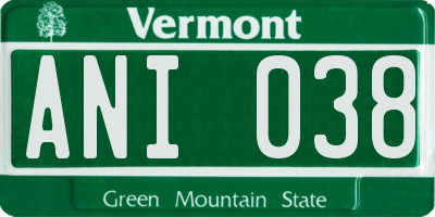 VT license plate ANI038