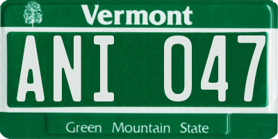 VT license plate ANI047