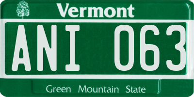 VT license plate ANI063