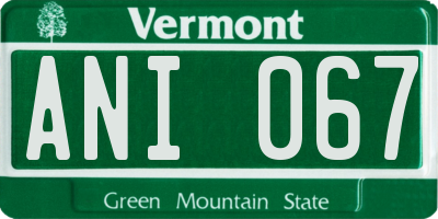 VT license plate ANI067