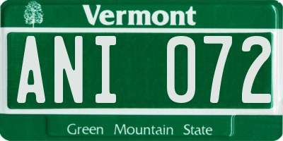 VT license plate ANI072